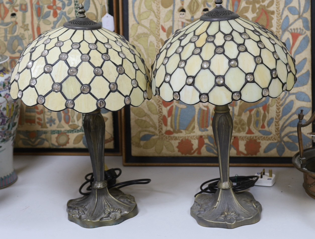 A pair of Tiffany style table lamps - 54cm tall